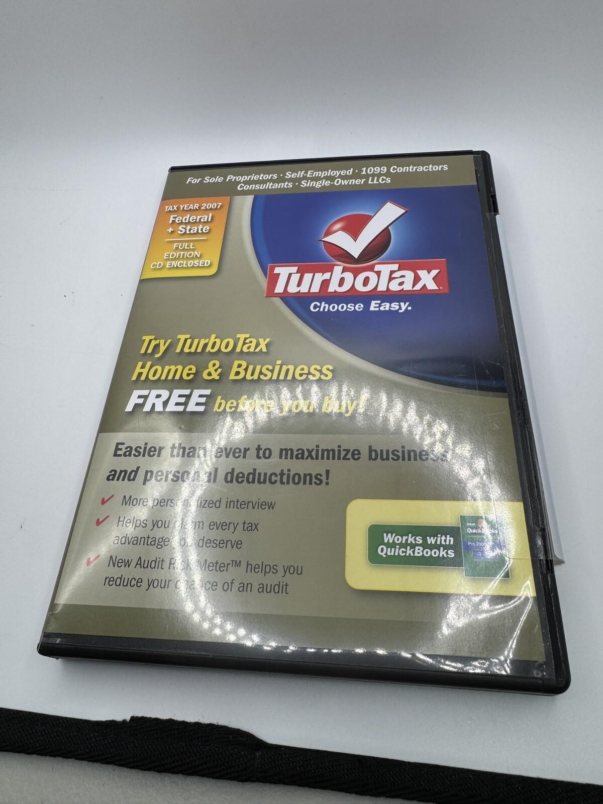 Turbo Tax 2007 Federal + State Full Edition CD Home & Business NEW