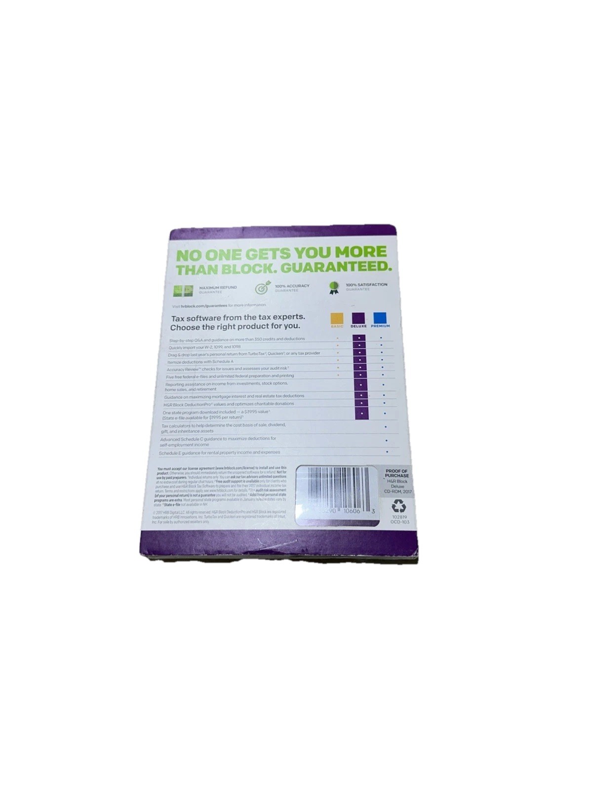 2017 H&R Block DELUXE turbo Federal & State Tax Cut New sealed CD in the BOX USA