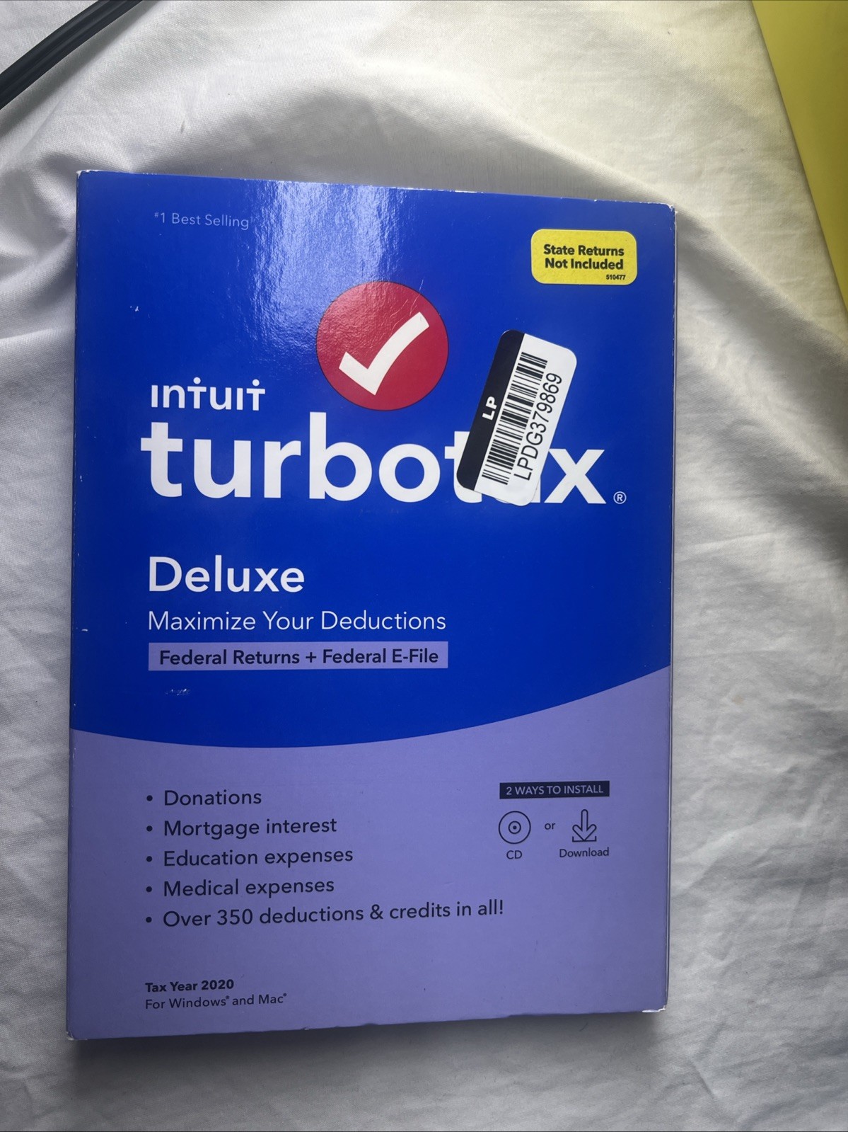 Intuit TurboTax Deluxe Tax Preparation Federal 2020 -State Returns Not Included