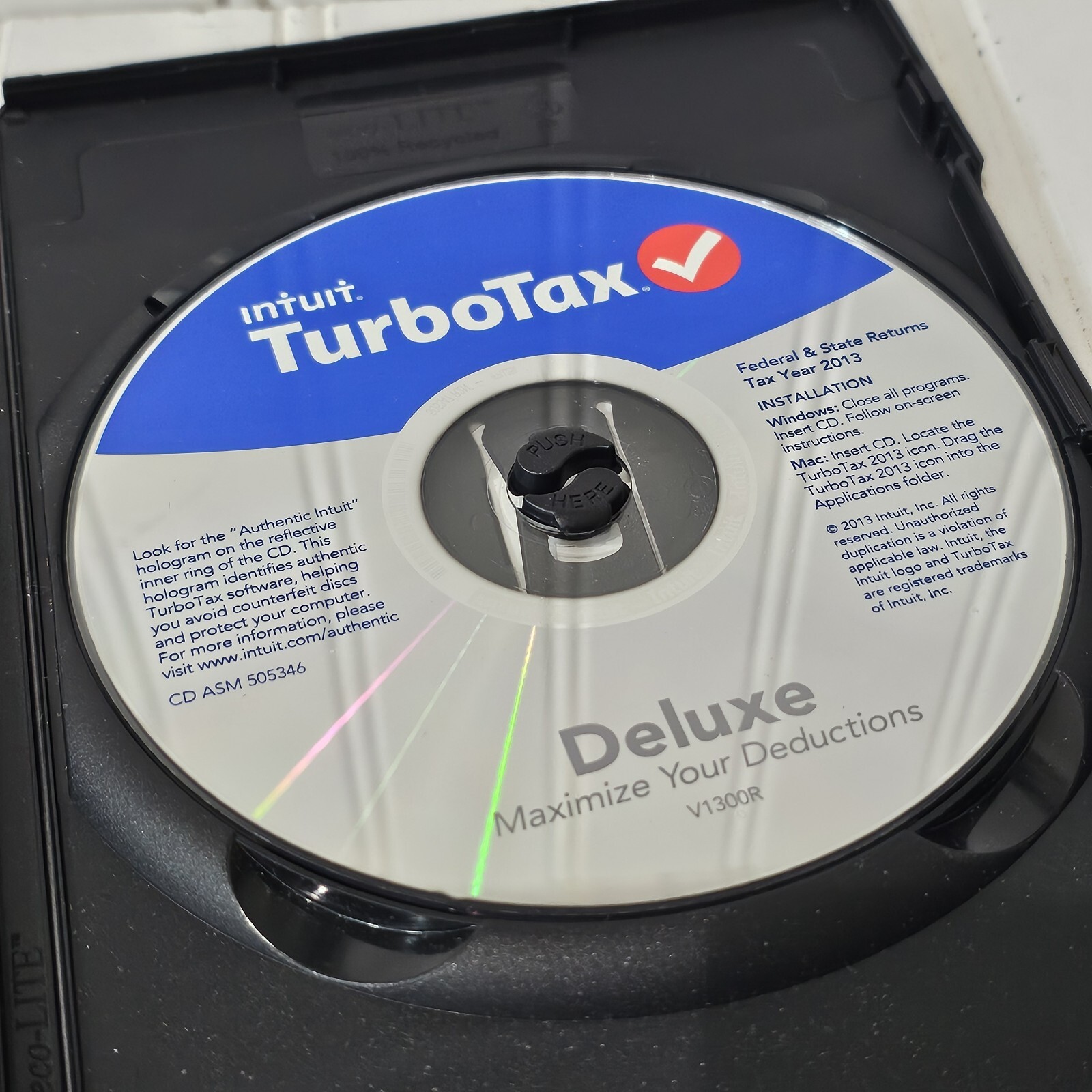 OLD Intuit TurboTax Deluxe 2013 Federal & State Returns Audit Support + Sleeve