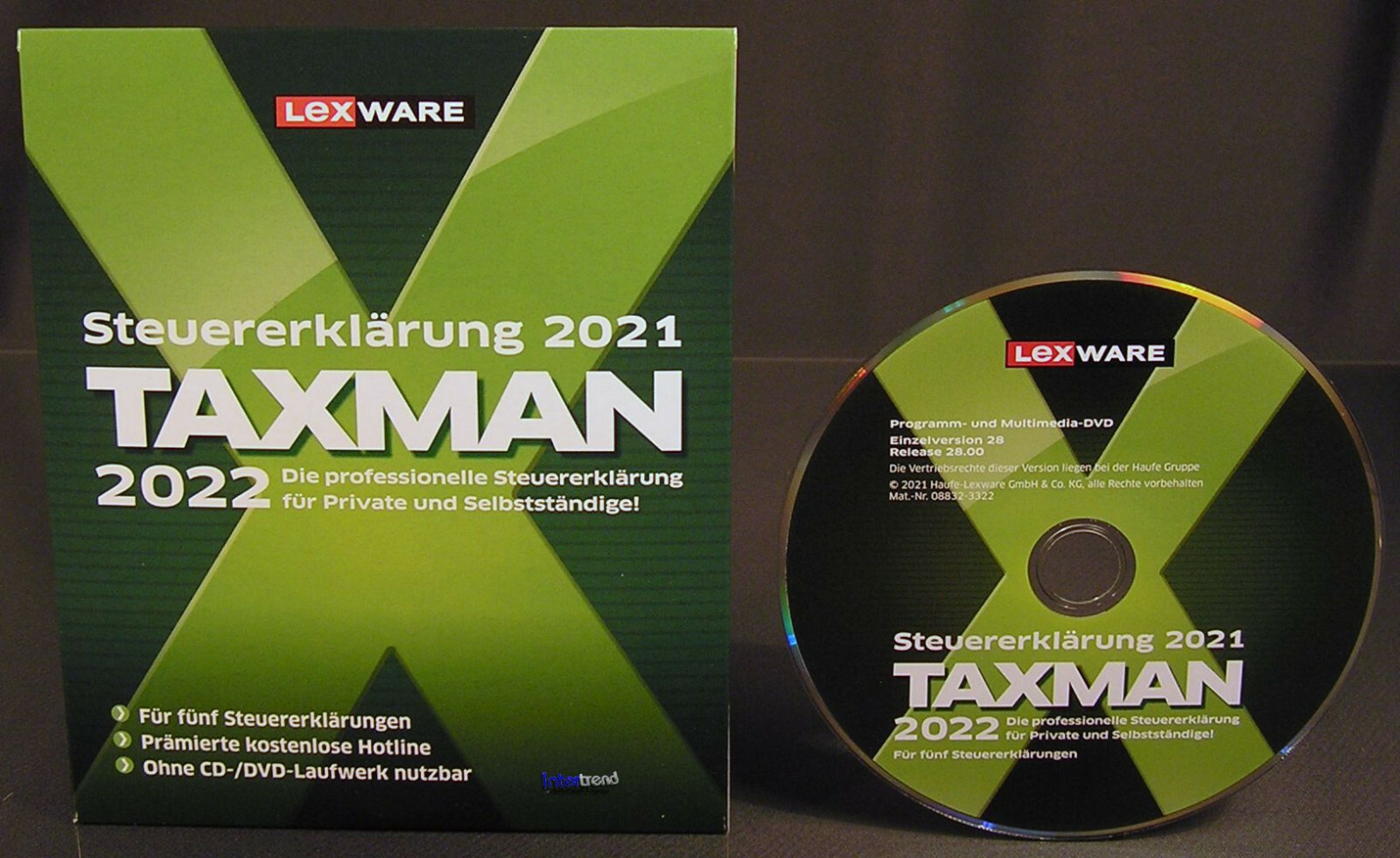 Lexware Taxman 2022 Vollversion Box + DVD Steuerjahr 2021 + Steuerhandbuch NEU