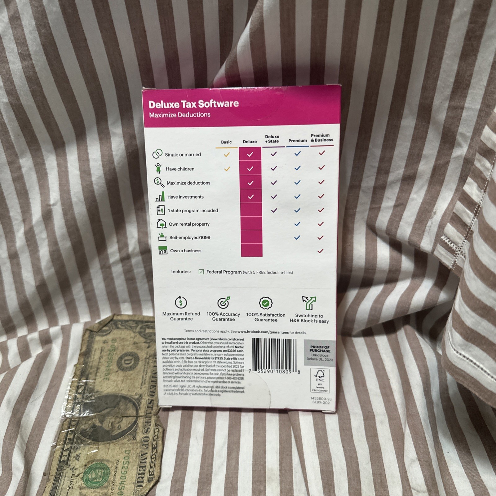 New 2023 H&R Block Tax Software Deluxe Edition for PC/MAC [Key Card] No State