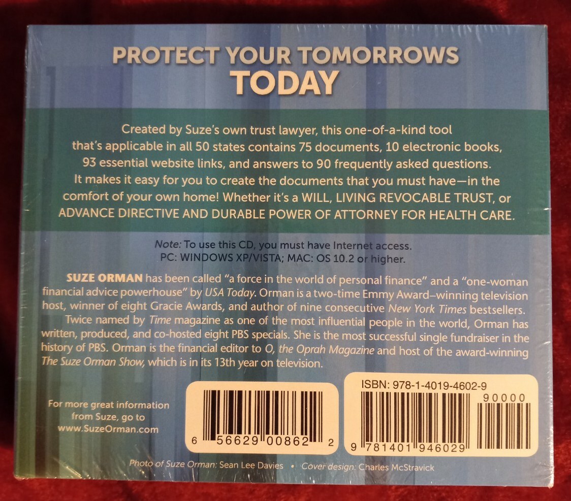 Protect Your Tomorrows Today by Suze Orman (CD-ROM Win/Mac) New Sealed