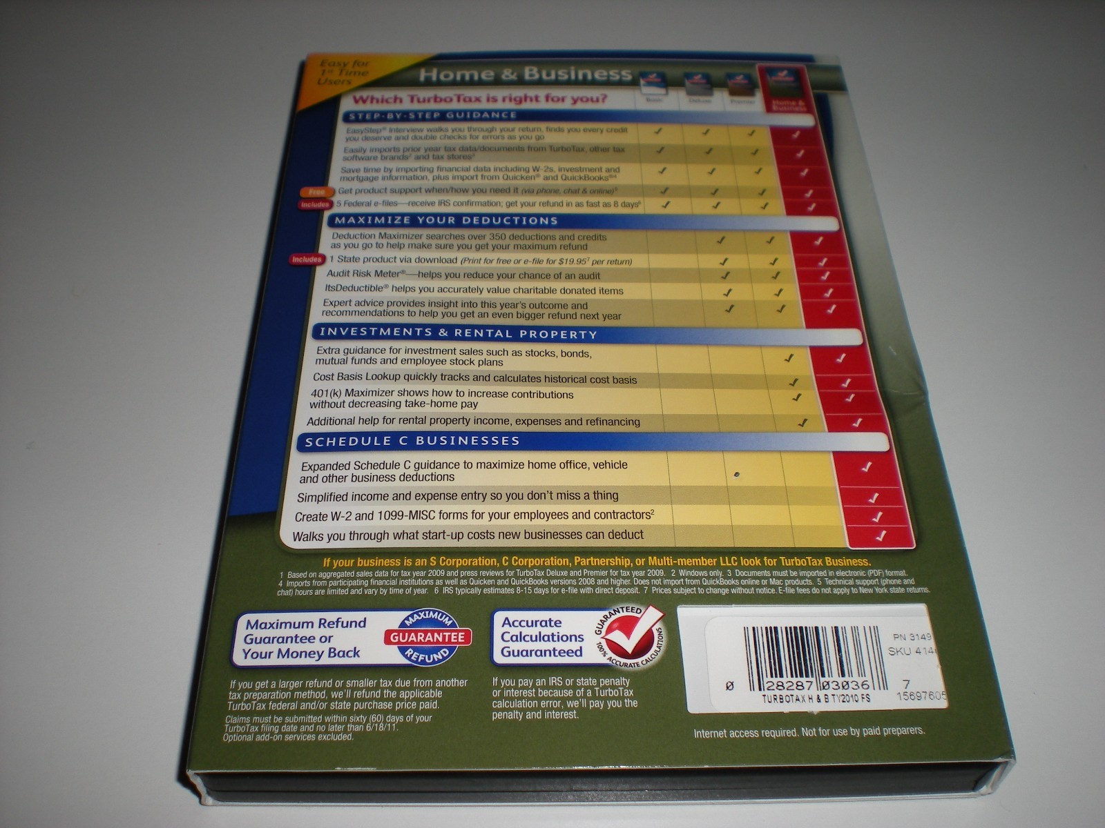 Turbotax 2010 Home & Business w/ state. Ugly Box. New sealed blemished box.