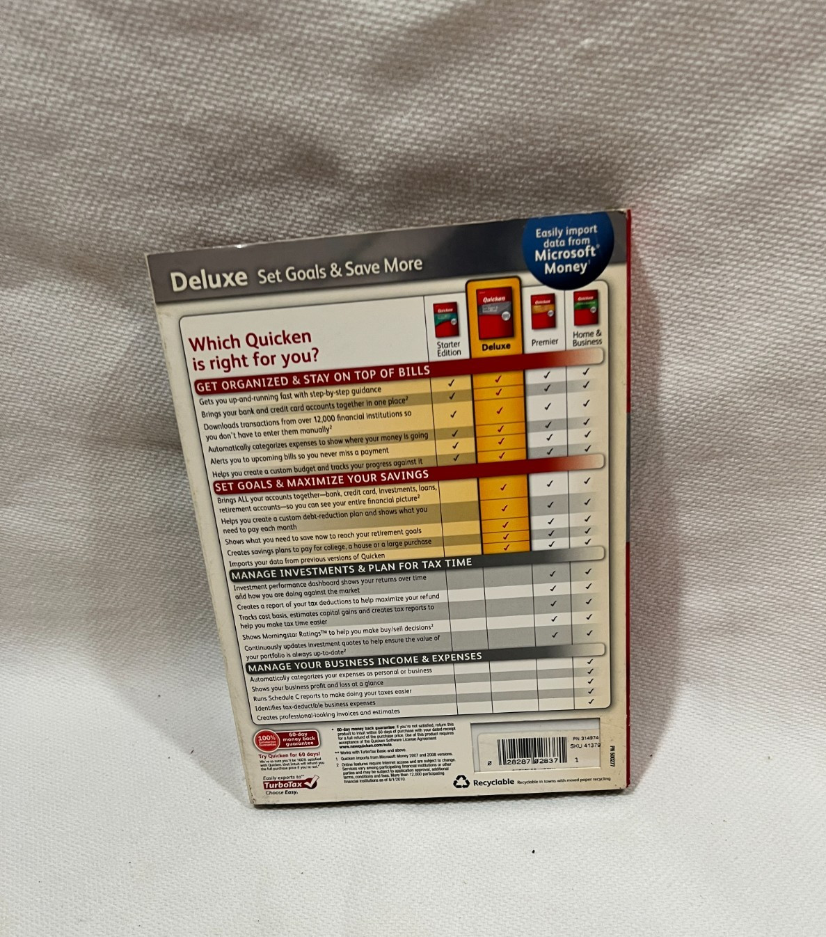 Intuit Quicken Deluxe 2011 for Windows XP SP2/Vista/7 NOT FOR Win 10/11