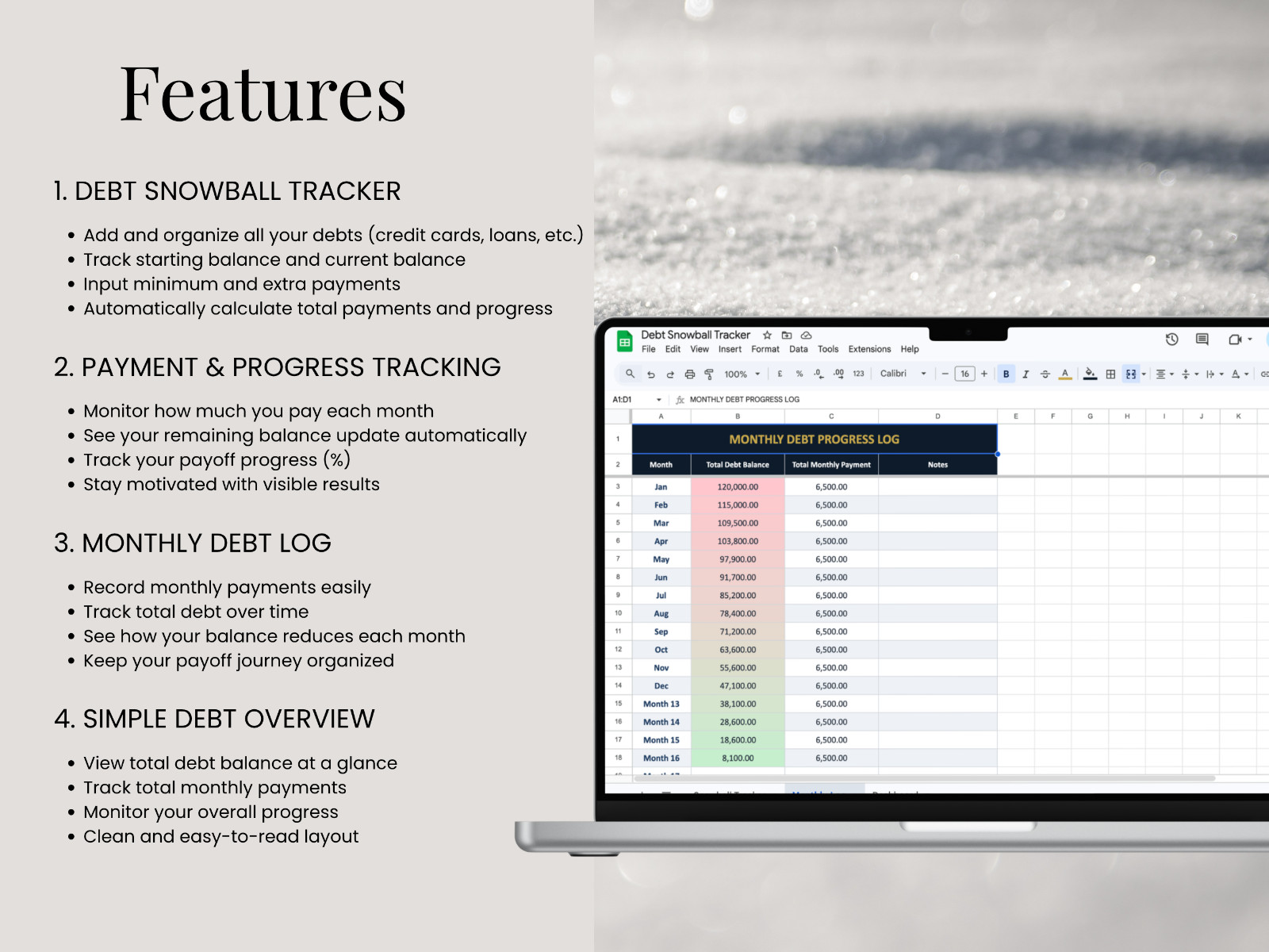 Debt Snowball Tracker Excel | Visual Debt Payoff Spreadsheet with Progress Bars