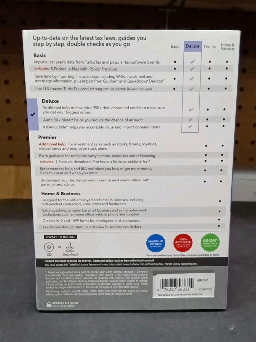 TurboTax Deluxe 2020 – Physical Disc STATE NOT INCLUDED