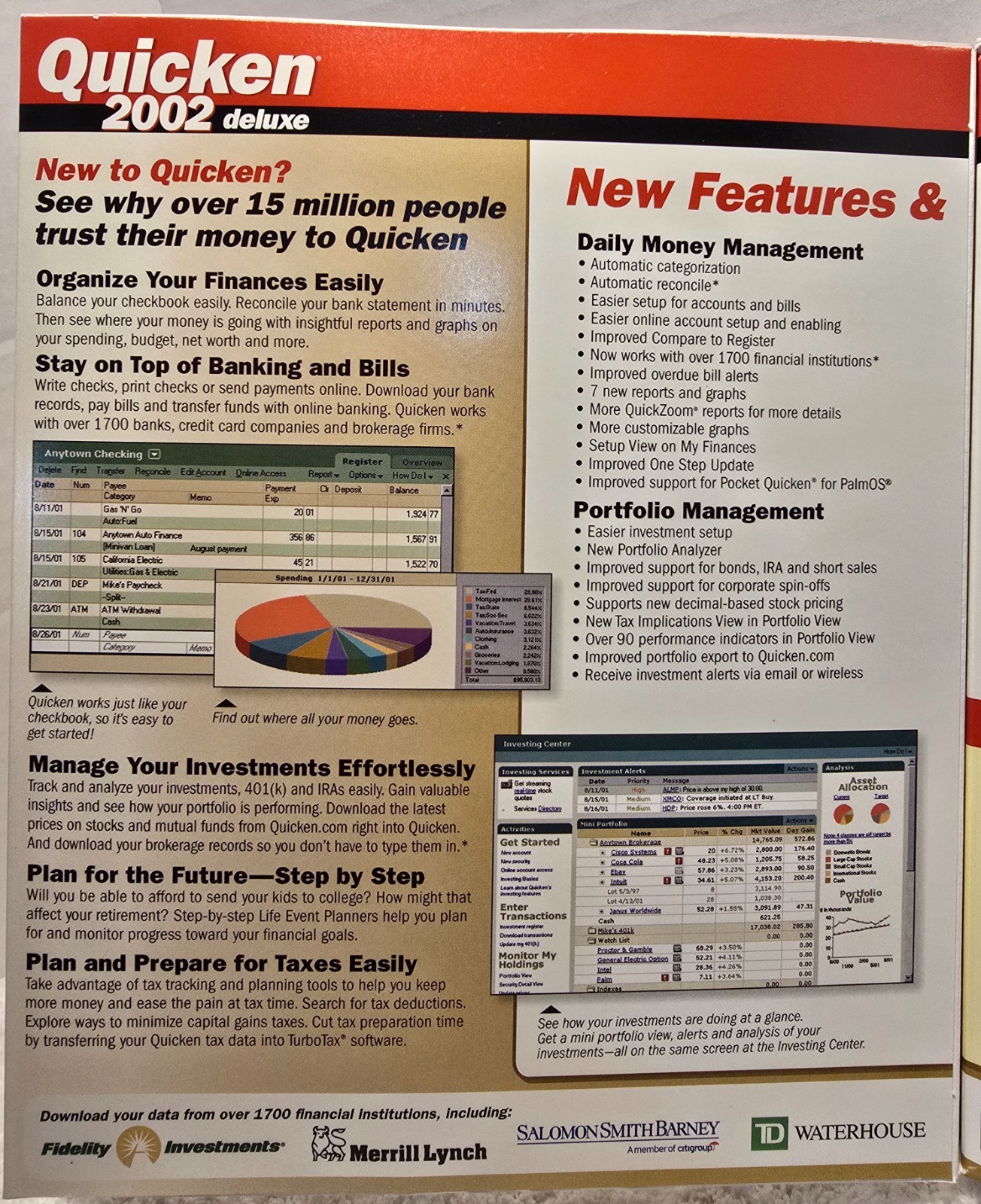Quicken 2002 Deluxe Windows 95-98-2000/Me/XP Brand New Sealed Box