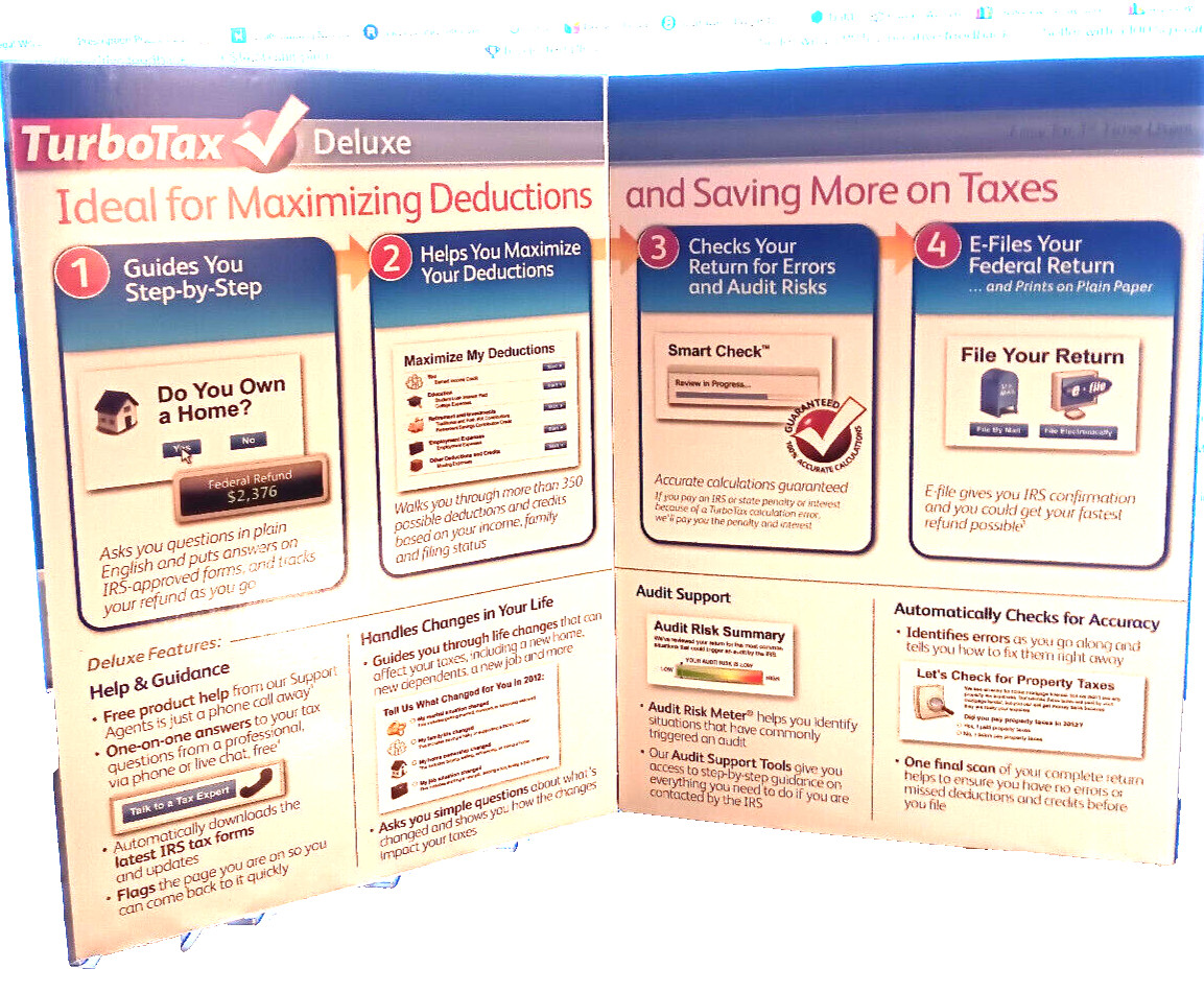 Turbotax 2012 Deluxe Tax Software Federal and State E-File