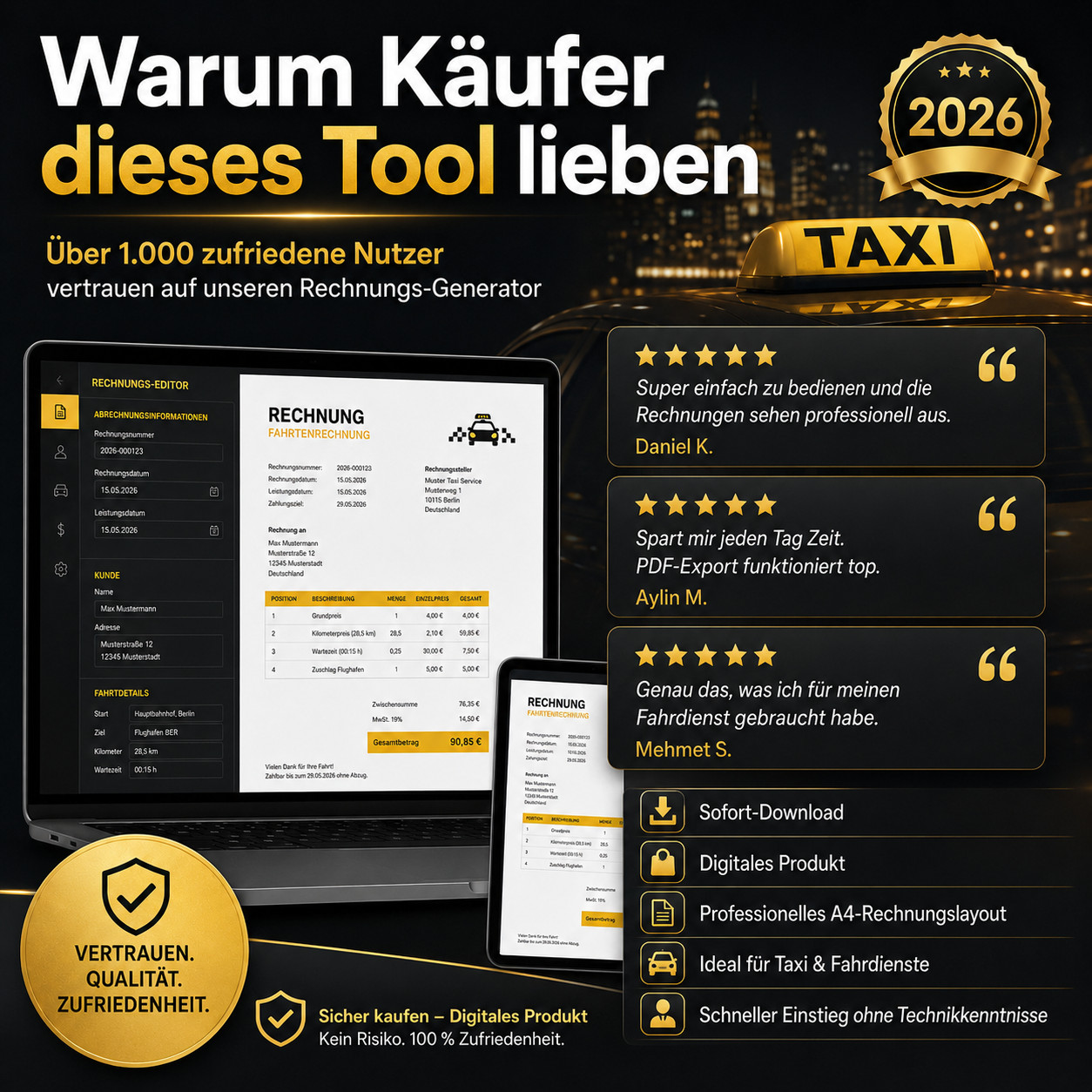 Taxi Invoice Generator Editor 2026 HTML Template PDF PNG Trip Invoice
