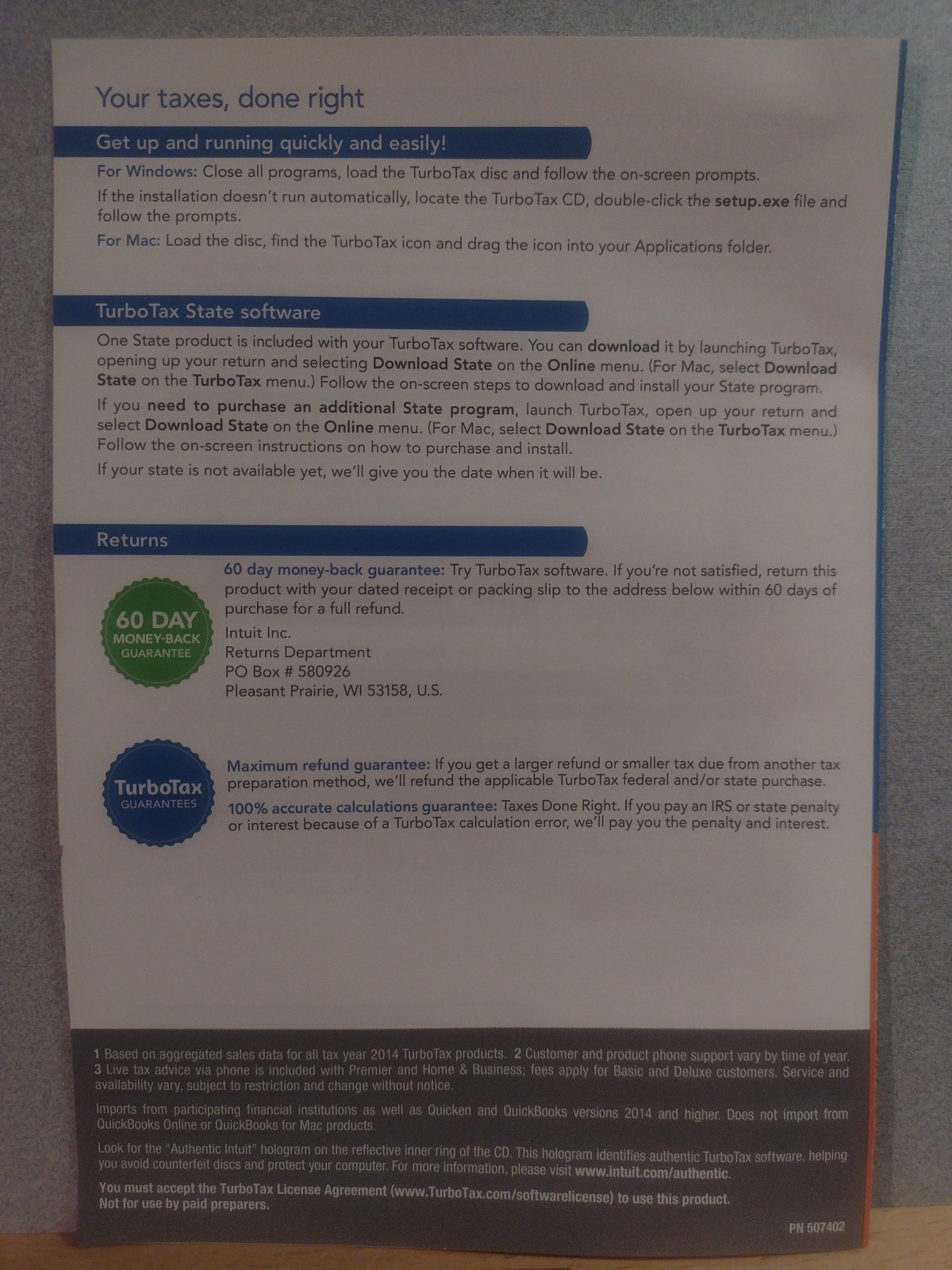 2015 TurboTax Home and Business CD Windows/Mac