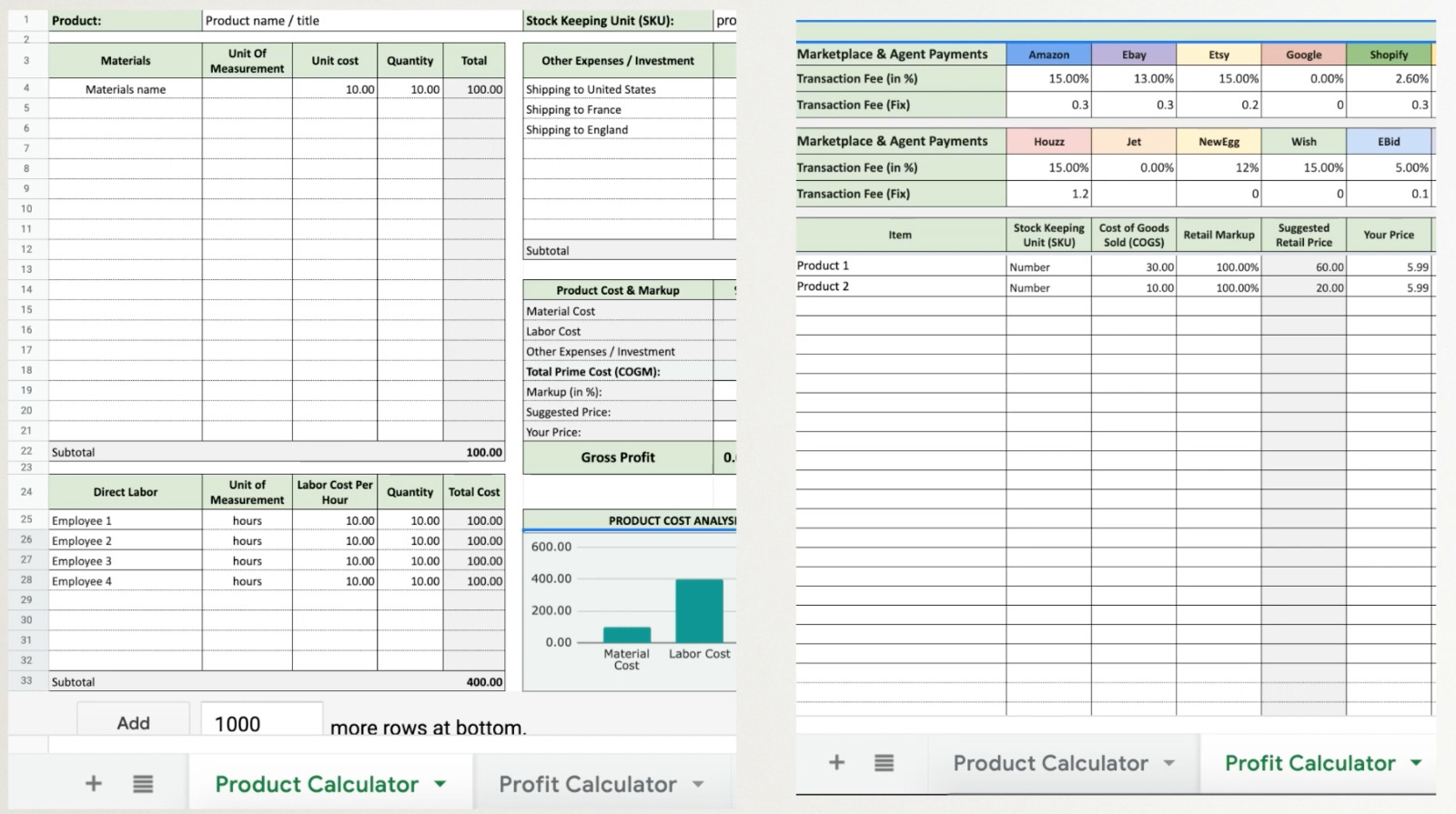 Dropshipping Profit Calculator Excel Template | Digital Email Delivery