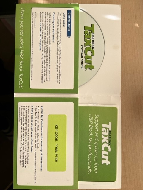 H & R Block 2008 Tax Cut Premium software CD