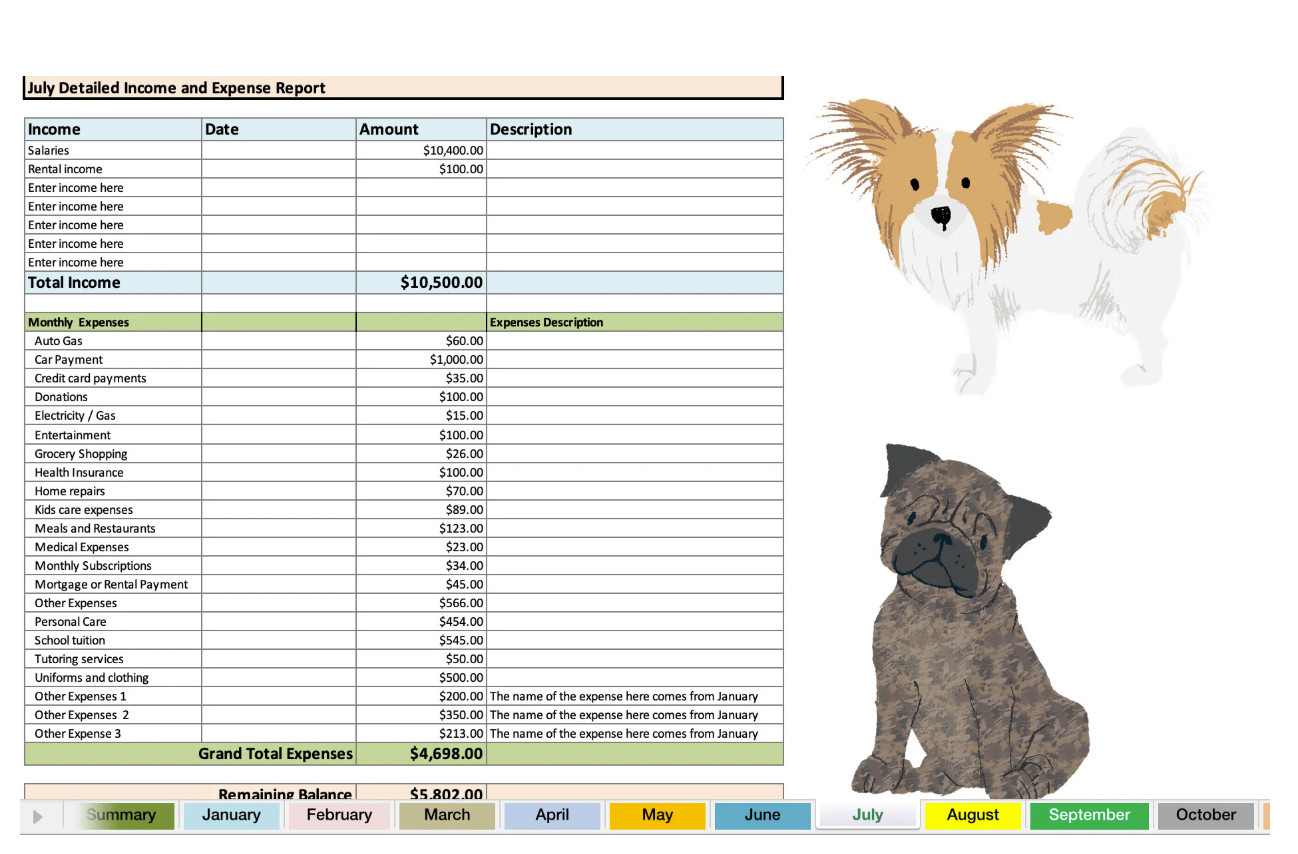 Dave Ramsey-Inspired Yearly Budget | Dog Theme | Digital Download