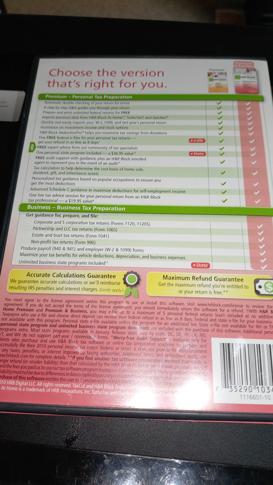 {H&R Block} At Home (2010)- Premium & Business