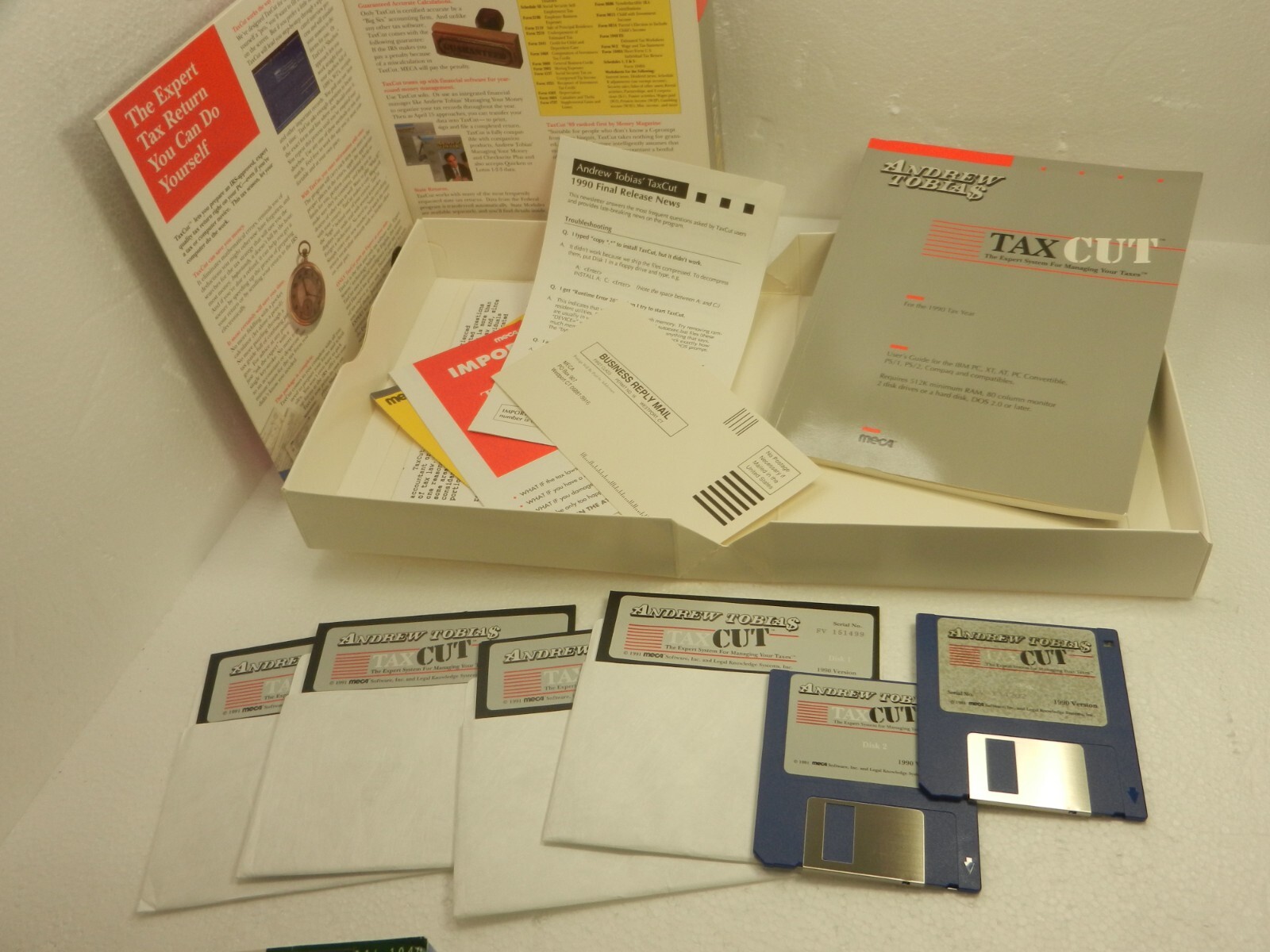 Vintage – Andrew Tobias Tax Cut MECA Software 3.25” 5.25″ Disks for Windows